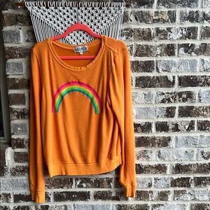 Wildfox Vibrant Orange Rainbow Sweatshirt
